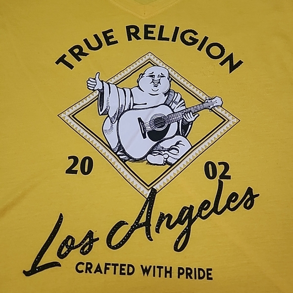 True Religion Tribal Buddha Deep V Tee World Tour 2002 Los Angeles Sz M - Picture 3 of 9